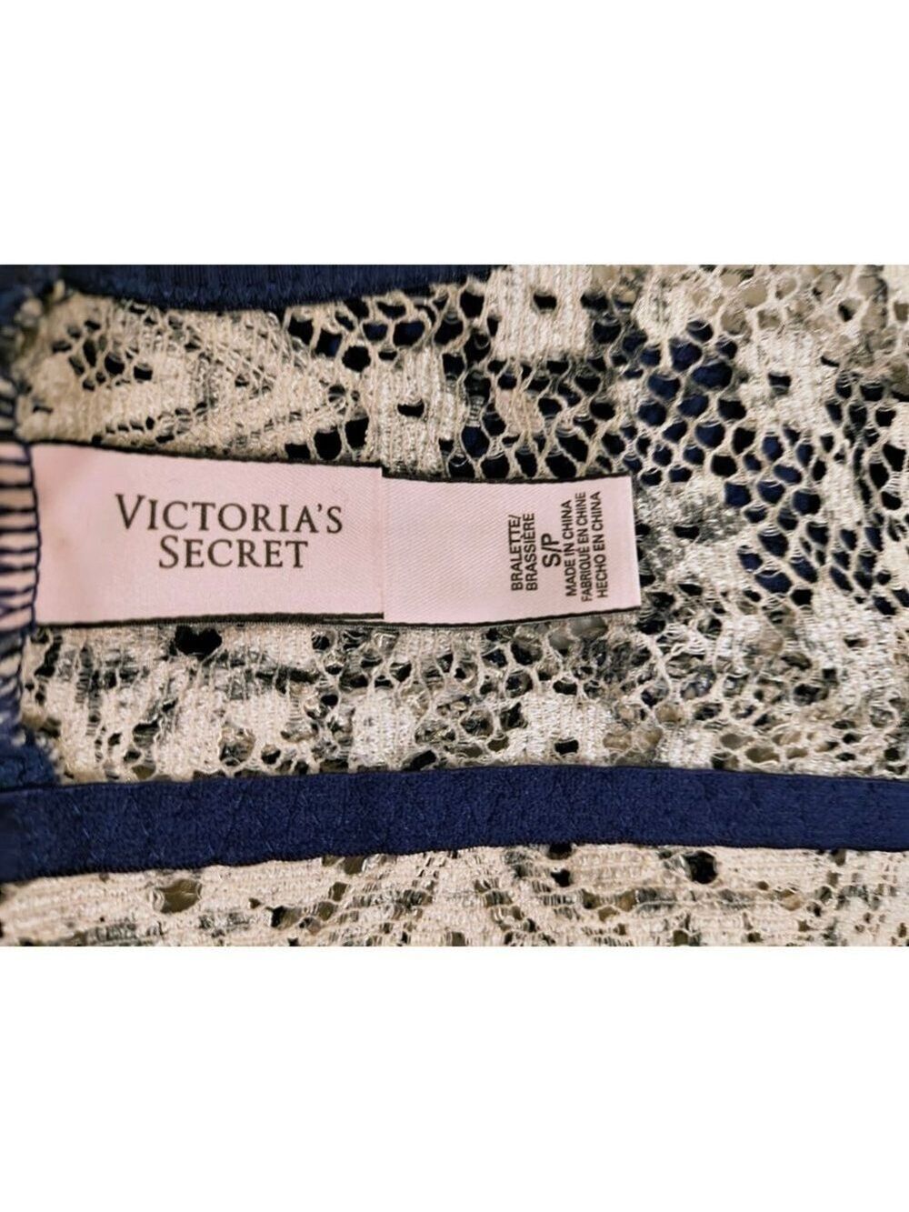 Victoria's Secret Bralette Beige Blue Lace Women's Small - Picture 4 of 4
